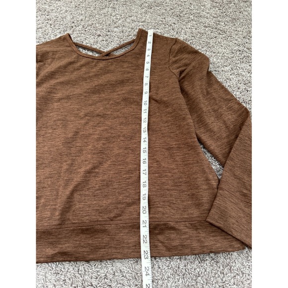 Crane Criss Cross Back Long Sleeve Top Casual Brown Comfy Athleisure M - Picture 2 of 6